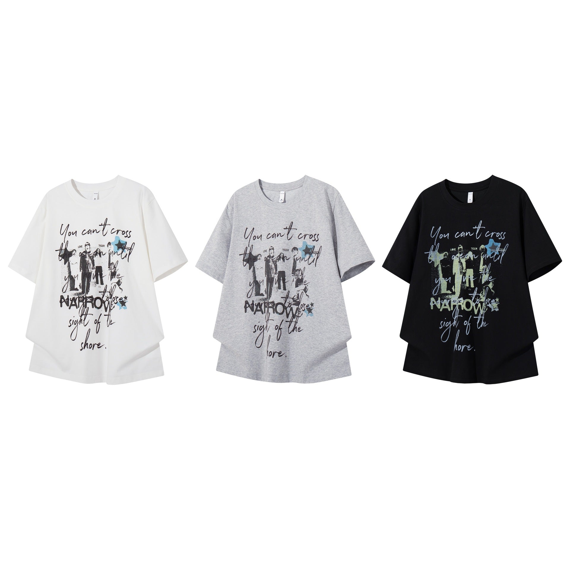 Mens Printed Floral Slogan Portrait T Shirt Short Sleeve Cotton Blend