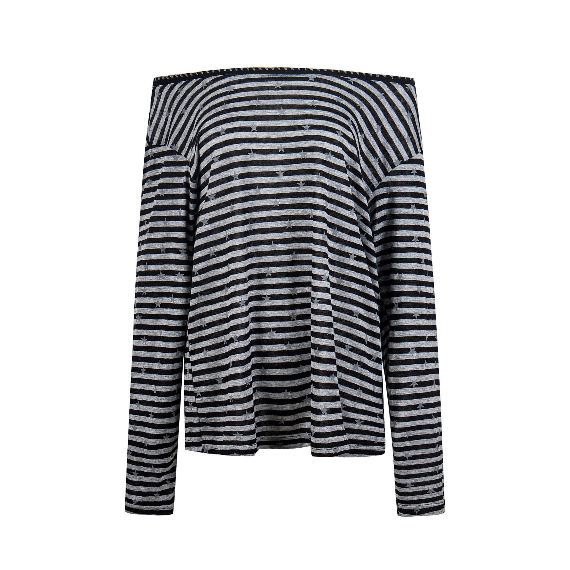 Color Blocked Stripe Long Sleeve Top Cotton Lyocell Blend Anime Cartoon Pattern