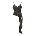 Army Green Tie Dye Ruffled Strap Crop Top Slimming Fit