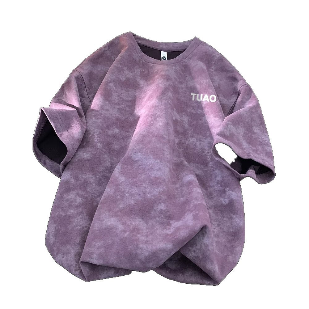 Youth Trend Letter Tee Tie Dye Short Sleeve Shirt For Men