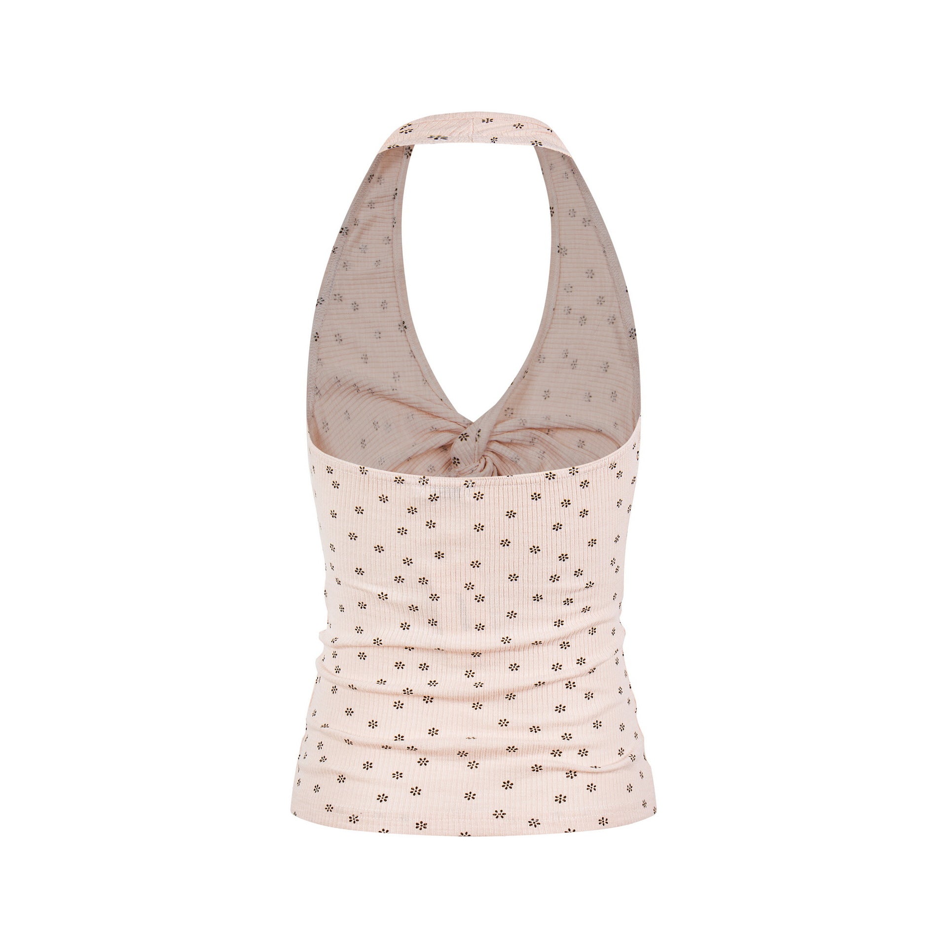 Floral Knit Top For Women Pink Short Sleeve Slim Fit