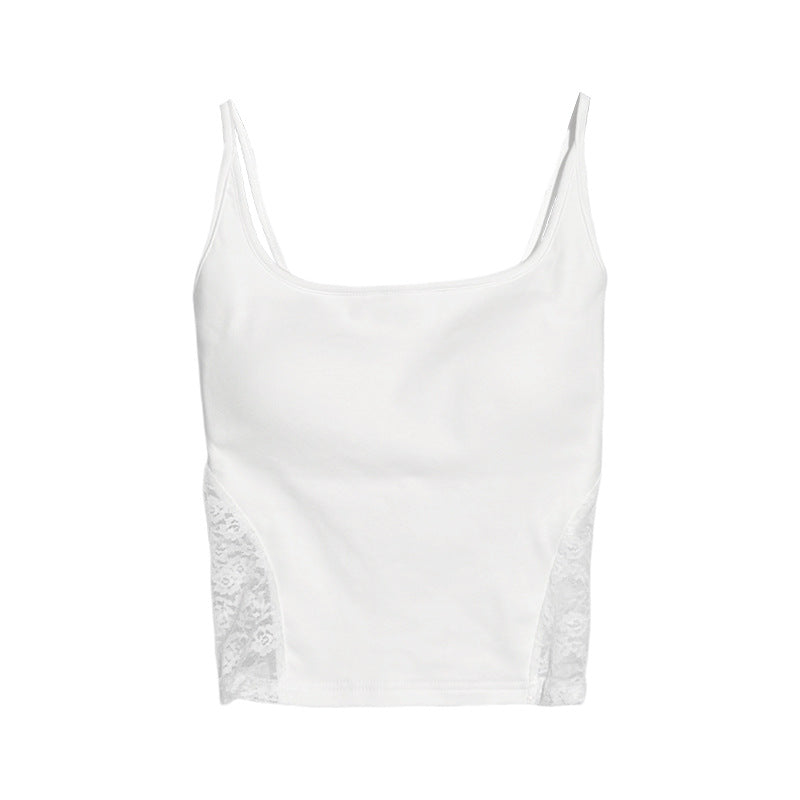 Backless Lace Camisole With Padded Bra Built In Padding For Women