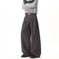 Loose Drape Wide Leg Pants High Street Casual Business Polyester Dark Gray Brown