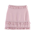 Spicy Tassel Lace High Waist Short Skirt In Lotus Pink Or Green
