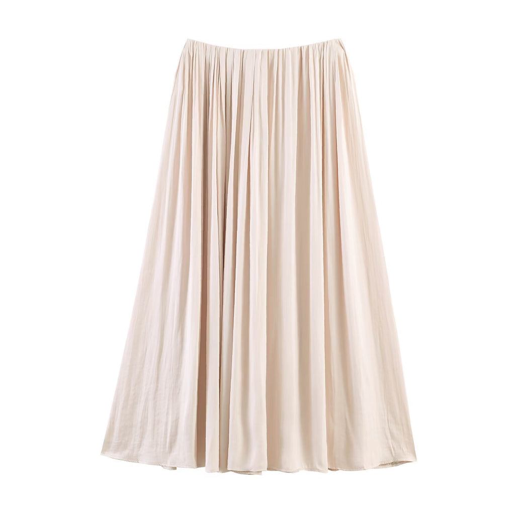 Elastic Waist Loose Midi Skirt One Size Polyester Comfortable