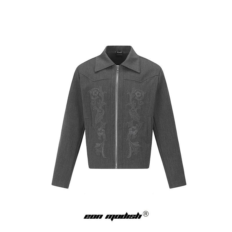 Eon Modish Street Style High Street Jacket Turn Down Collar Grey And Black