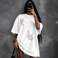 Loose Short Sleeve Cotton Top Black White Character Print Casual Unisex