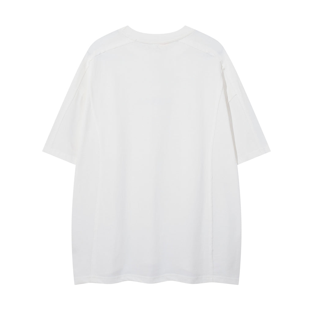 Embroidered Slogan Short Sleeve Cotton Blend Casual Tee With Floral Pattern