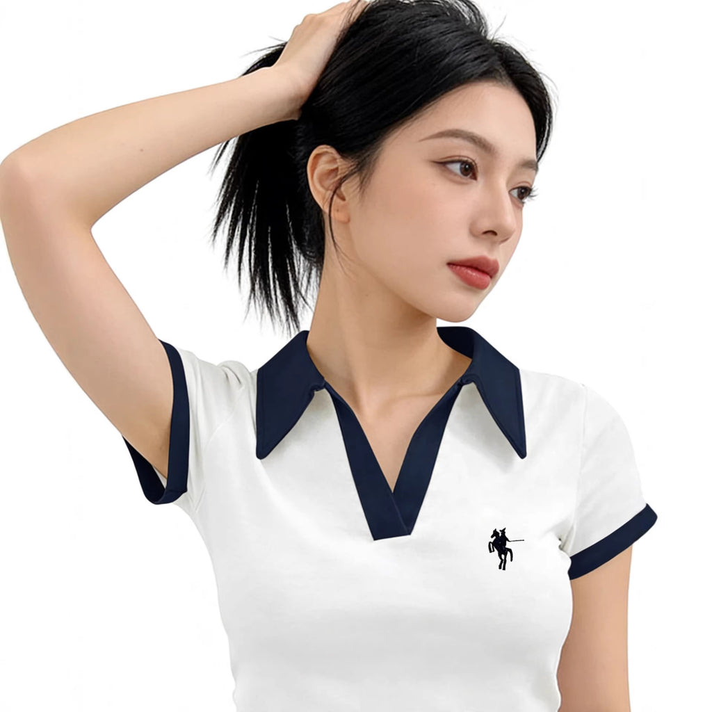 Women's V Neck Short Sleeve T Shirt Polyester White Size S To XL