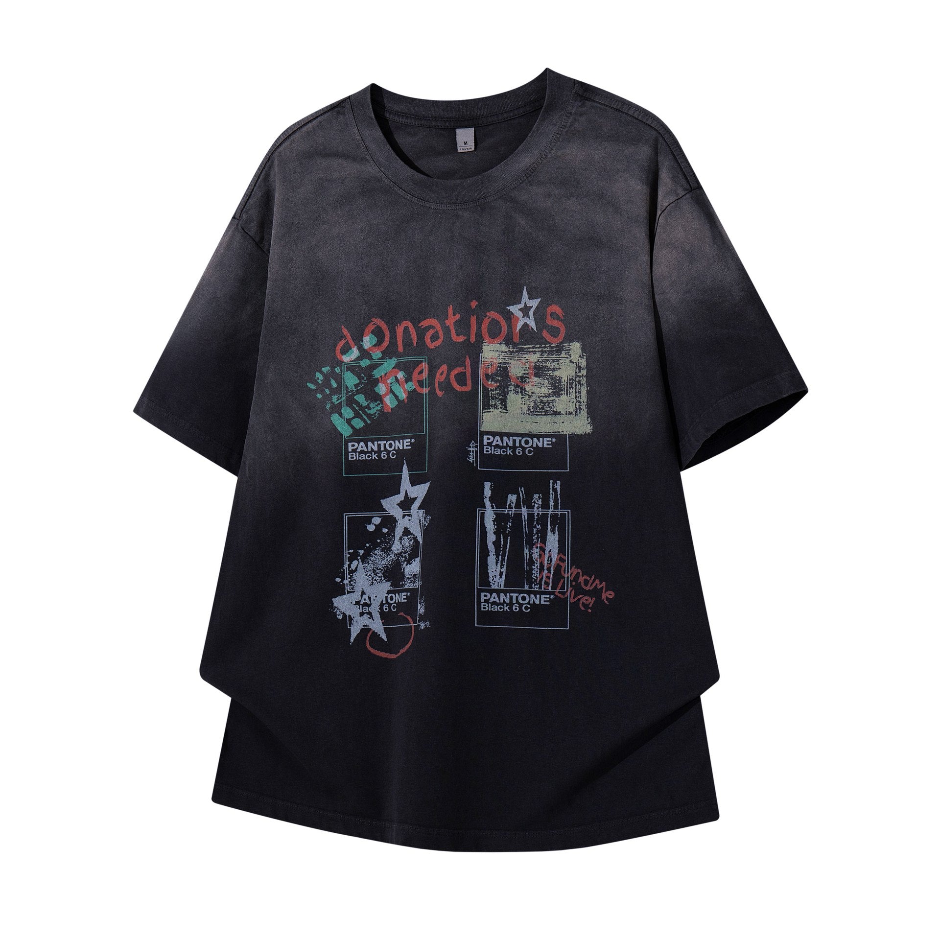 Gradient Distressed Floral Print Short Sleeve Shirt For Men Casual Cotton Blend