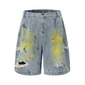 Personalized Street Style Denim Shorts Loose Fit Blue Cotton