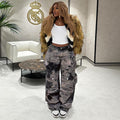 Women Straight Leg Jeans Cargo Pants With Multiple Pockets Denim
