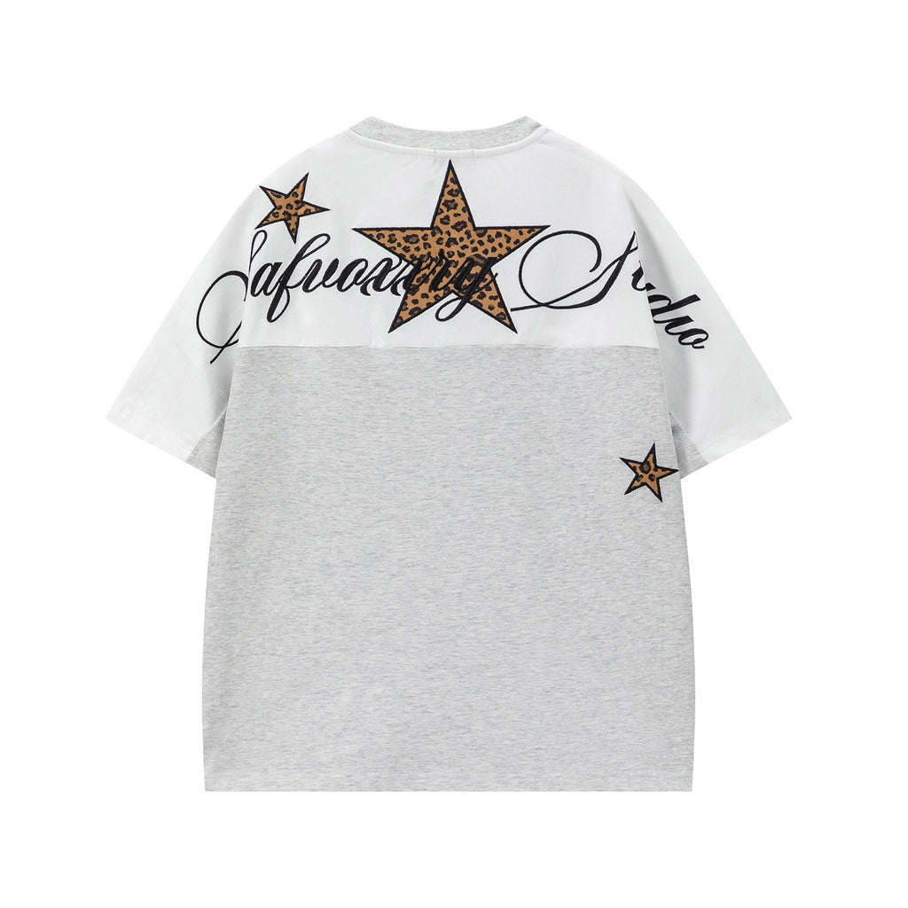Floral Print Short Sleeve Crewneck Shirt In Cotton Blend Loose Fit