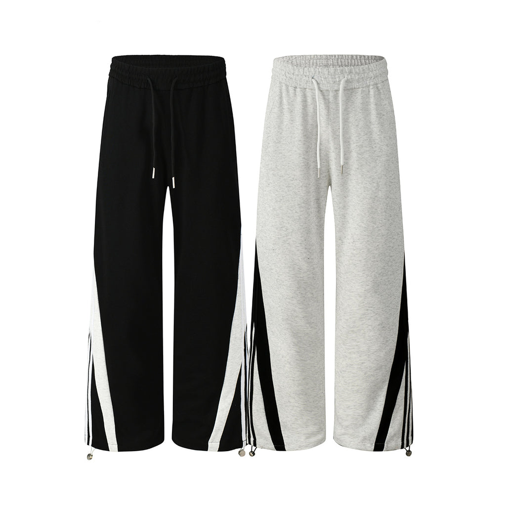 Street Style Long Pants With Unique Design Retro Pattern Mid Waist