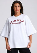 Letter Pattern Loose Fit Short Sleeve T Shirt For Women Cotton White