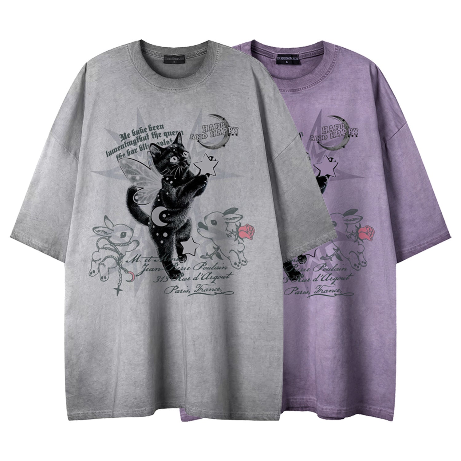 Mens Dreamy Black Cat Print Short Sleeve Cotton Shirt Casual Wear