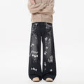 Vintage Graffiti Denim Pants Loose Fit Hip Hop Style