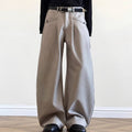 Vintage Preppy Pleated Knife Edge Trousers for Men in Gray
