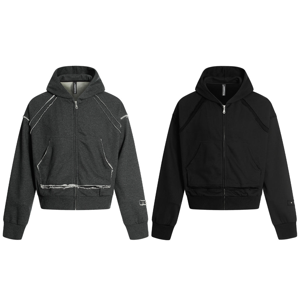 Street Style Hooded Sweatshirt Jacket For Men Loose Fit Cotton Versatile
