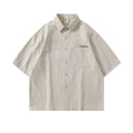 Striped Letter Embroidered Cotton T Shirt Casual Wear