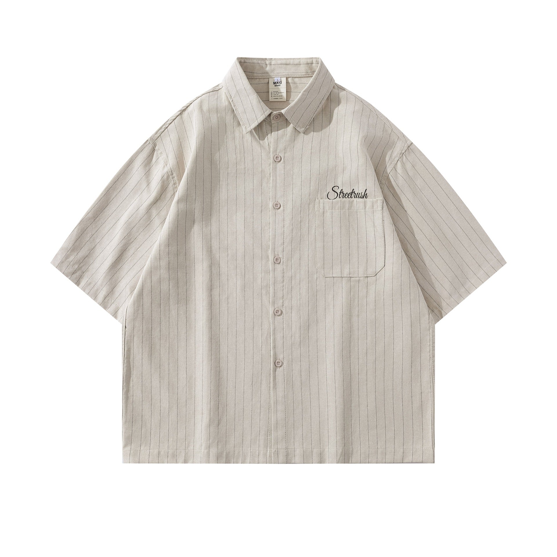 Striped Letter Embroidered Cotton T Shirt Casual Wear