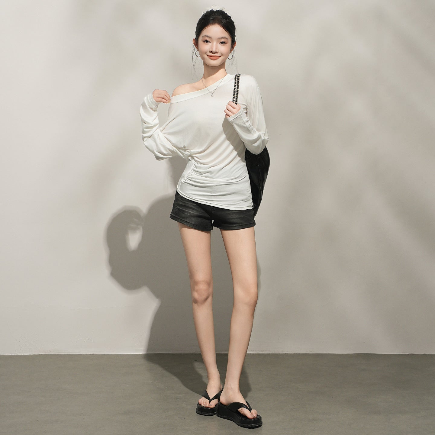 Women Lyocell Sun Protection Batwing Sleeve Lightweight Top Asymmetrical Collar