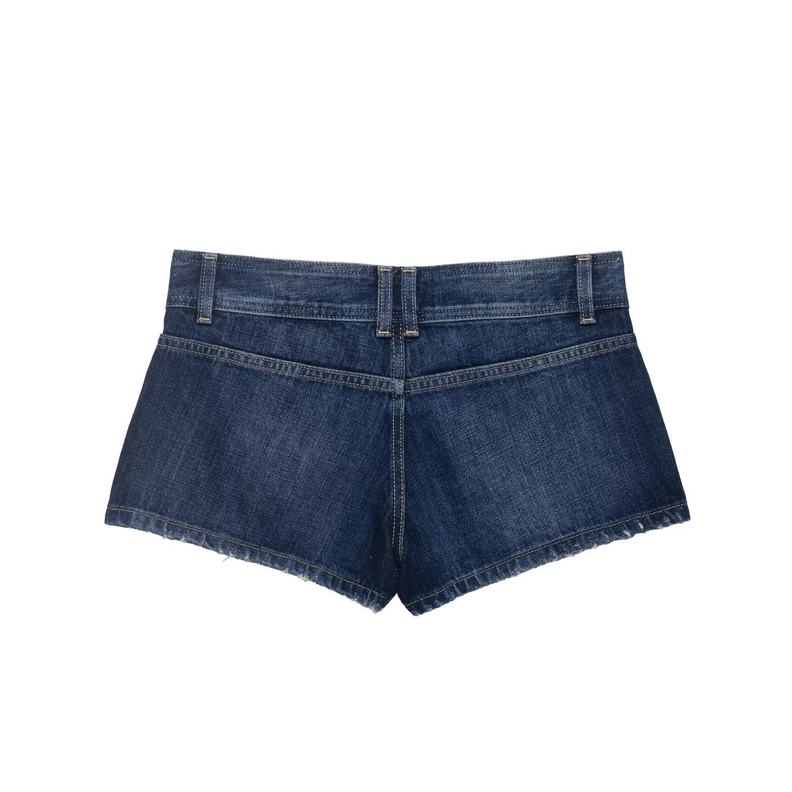 Navy Blue High Waist Mini Shorts Hot Pants Polyester Street Style