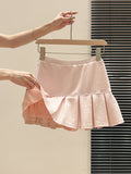 Pink Polo Collar Short Sleeve Slim Fit T Shirt And Pleated Skirt Set