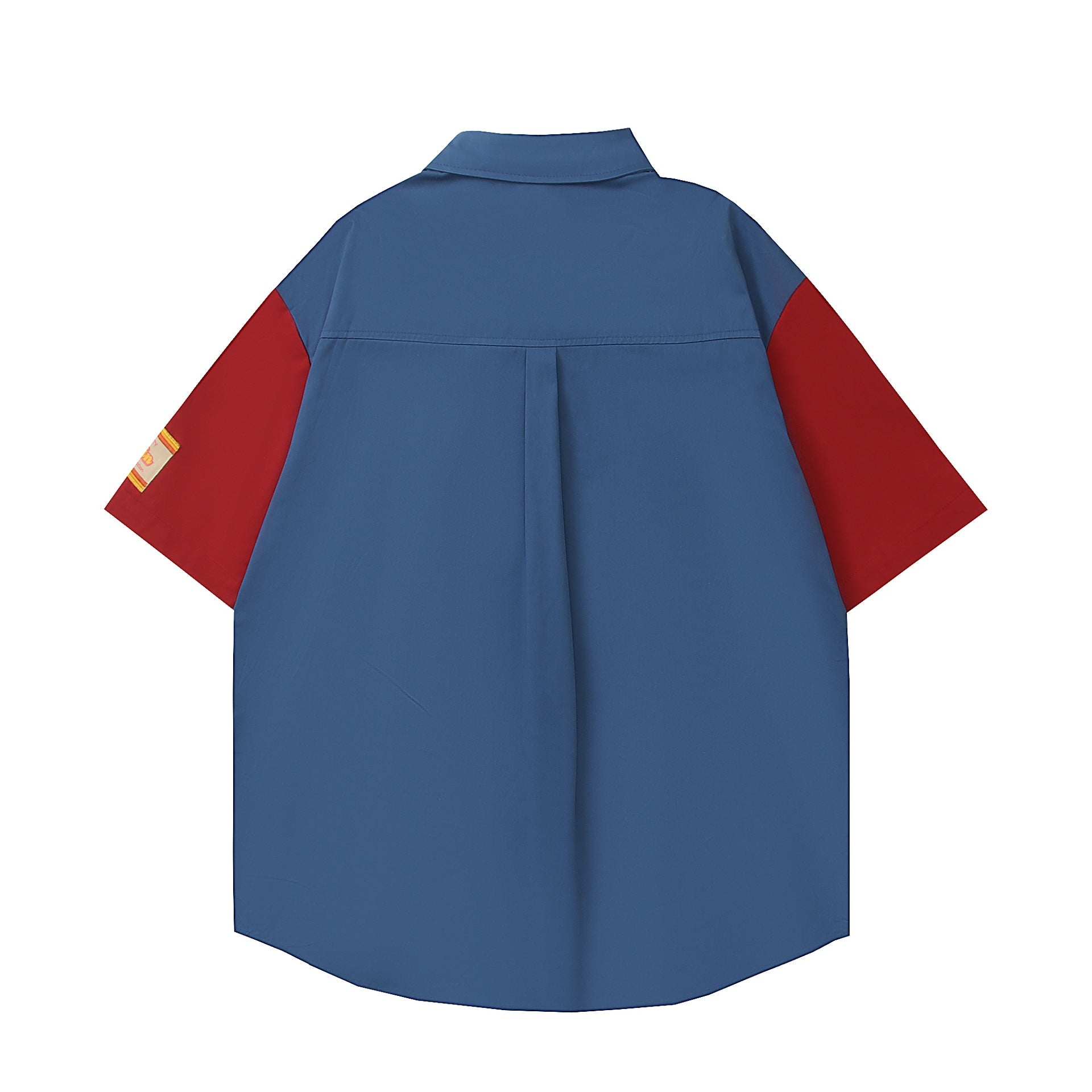 Mickey Color Block Embroidered Short Sleeve Shirt For Men Cotton