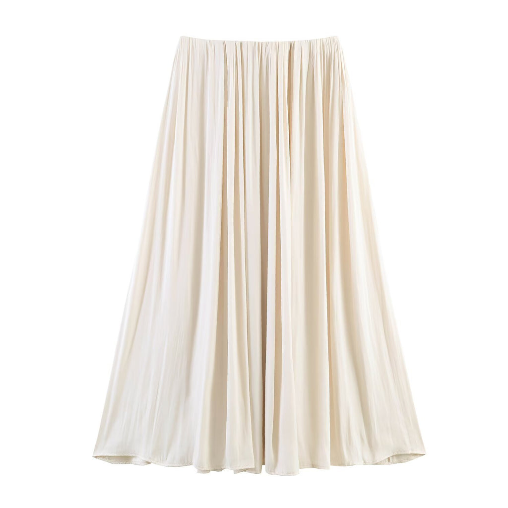 Elastic Waist Loose Midi Skirt One Size Polyester Comfortable