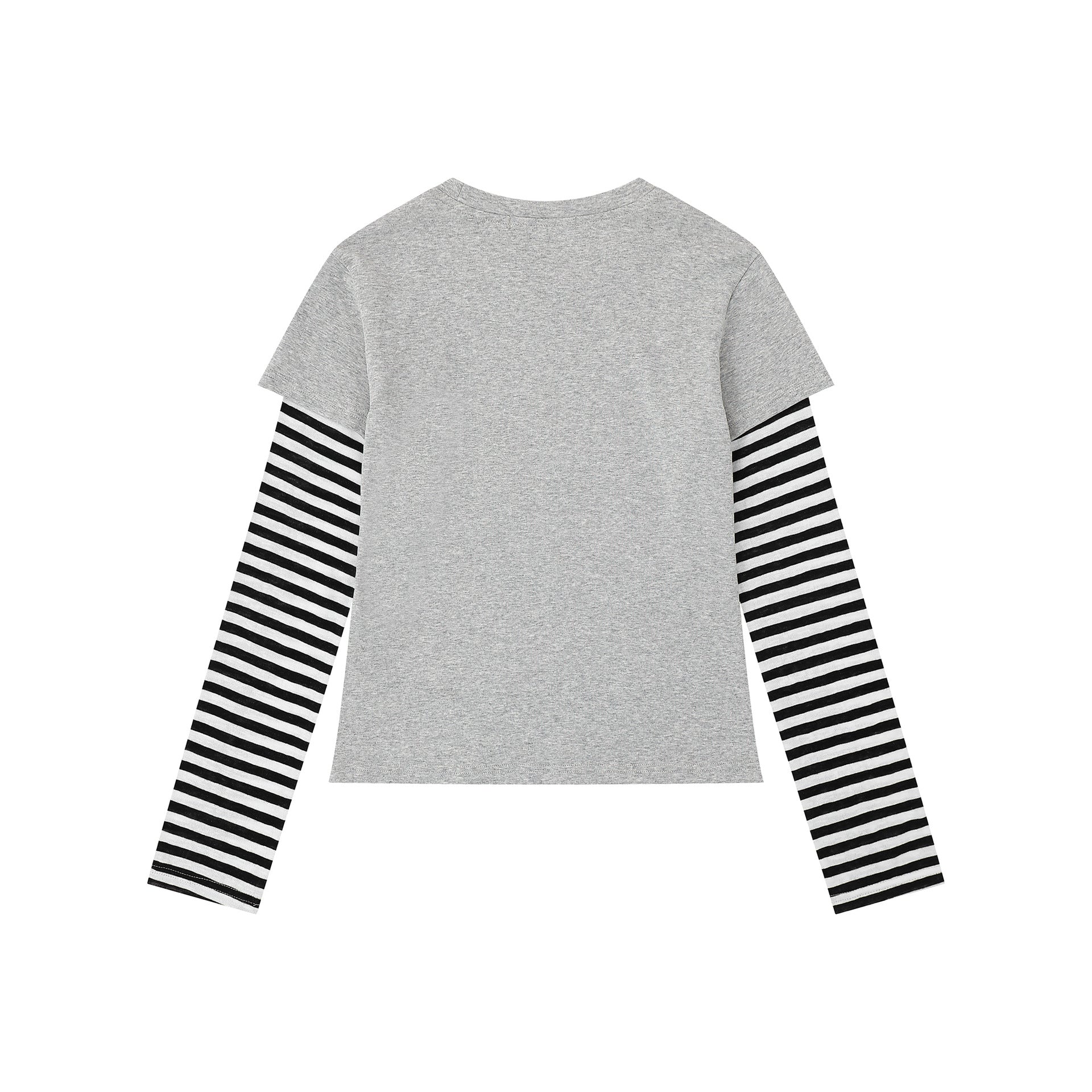 Heart Print Two Piece Long Sleeve Striped Color Block Top Slim Fit