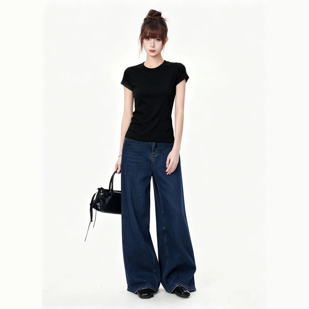 Womens Slim Fit Round Neck Short Sleeve Knit Viscose T Shirt