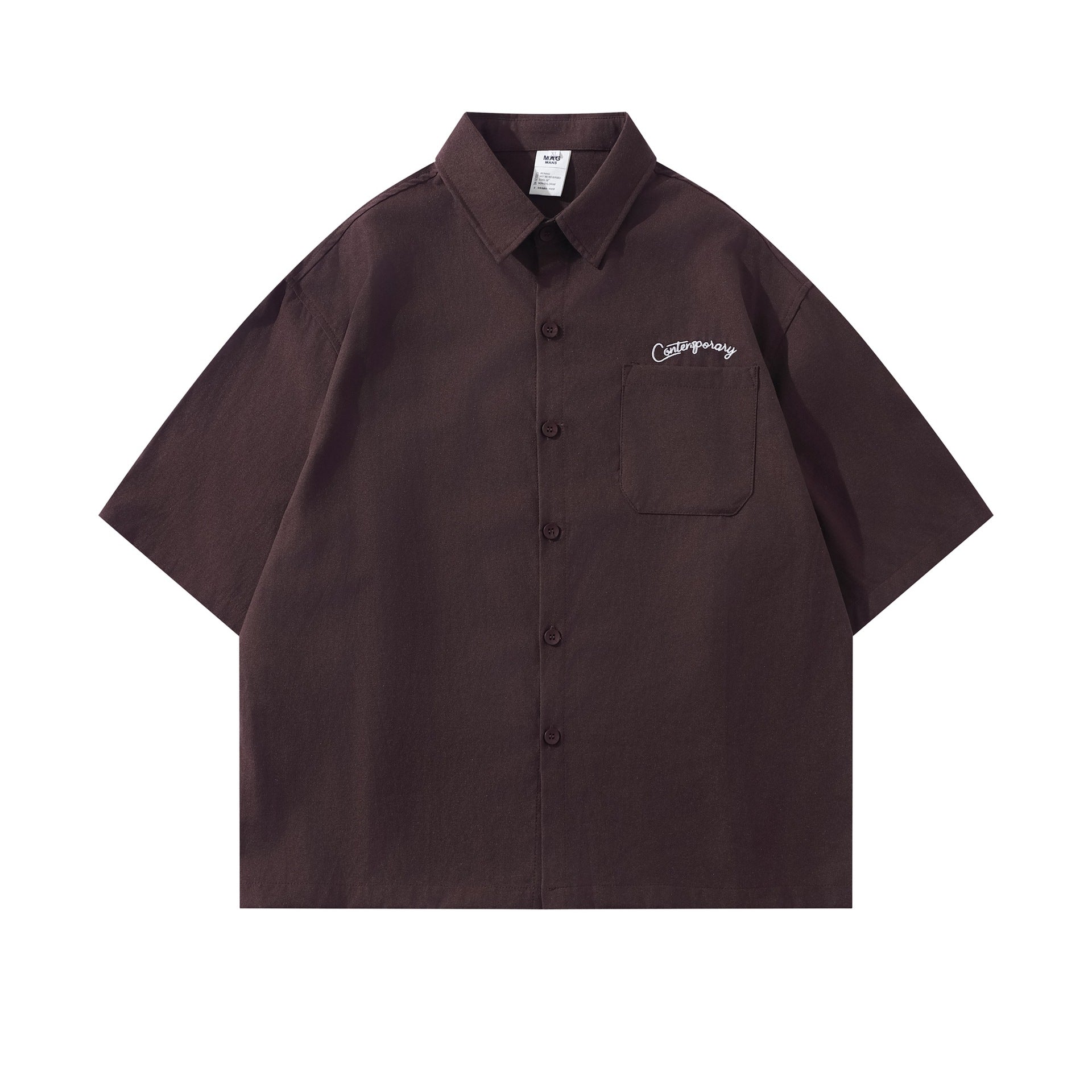 Minimally Embroidered Cotton Shirt T Shirt Loose Fit Turn Down Collar For Men