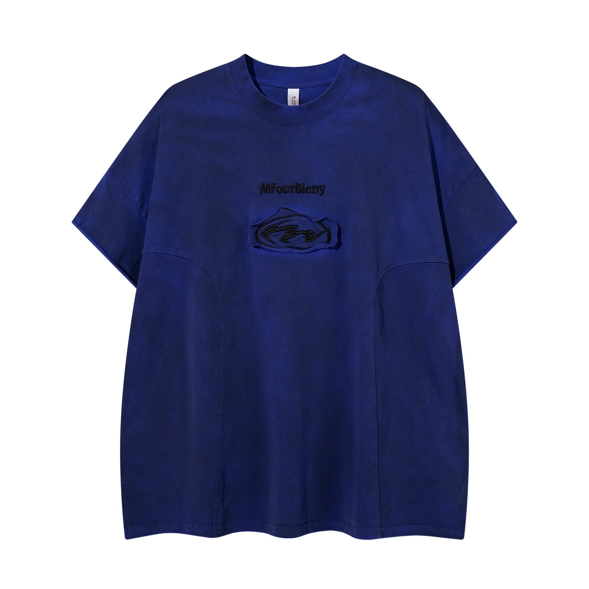 Tie Dye Embroidered Floral Short Sleeve Pullover Tee for Men Cotton Blend