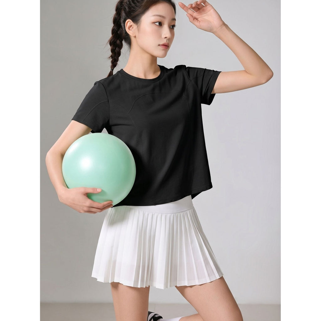 White Quick Dry Short Sleeve Shirt Loose Fit Patchwork Polyester