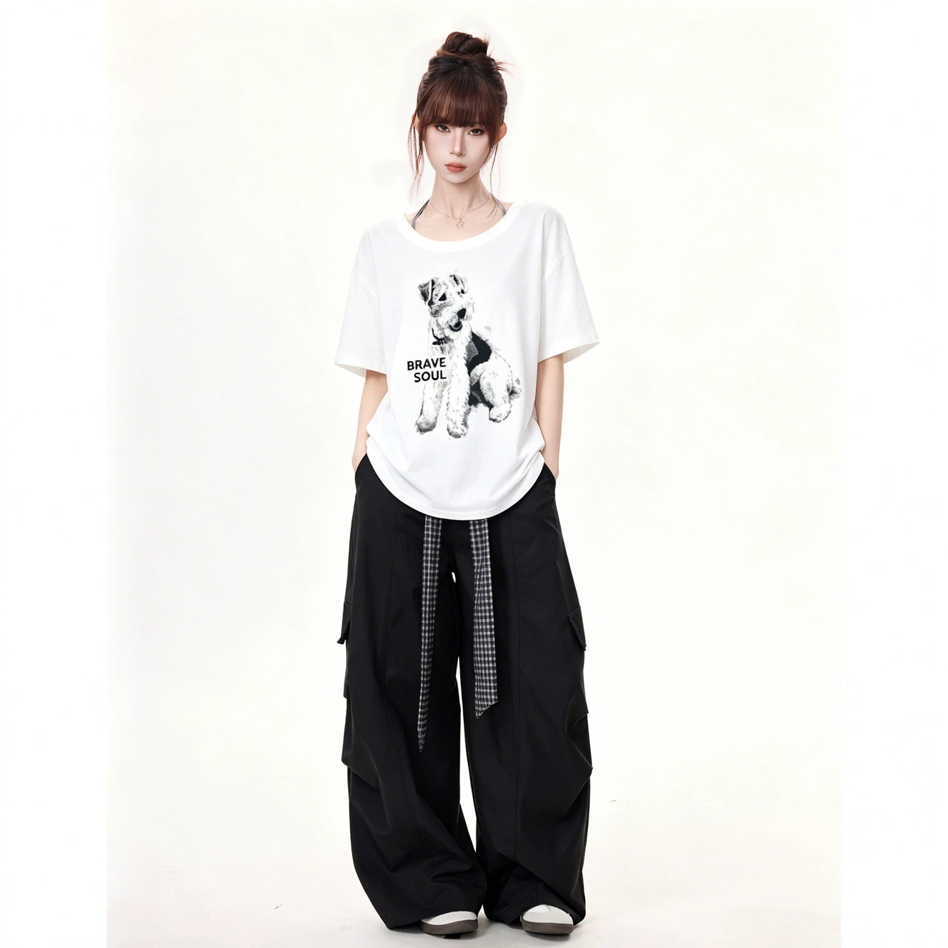 Women Loose Off Shoulder Top Animal Print Short Sleeve Cotton Spandex