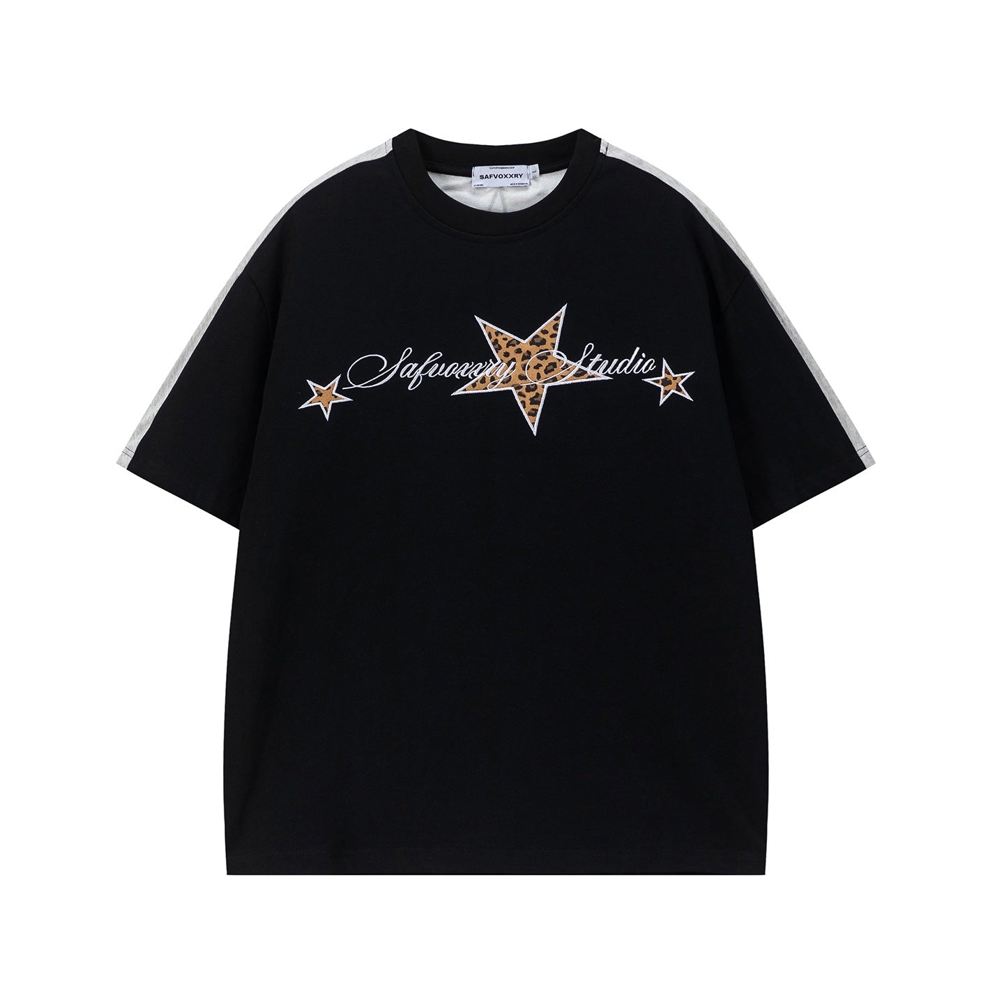 Floral Print Short Sleeve Crewneck Shirt In Cotton Blend Loose Fit