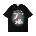 Graffiti Rabbit Print Short Sleeve Shirt Cotton Blend Casual