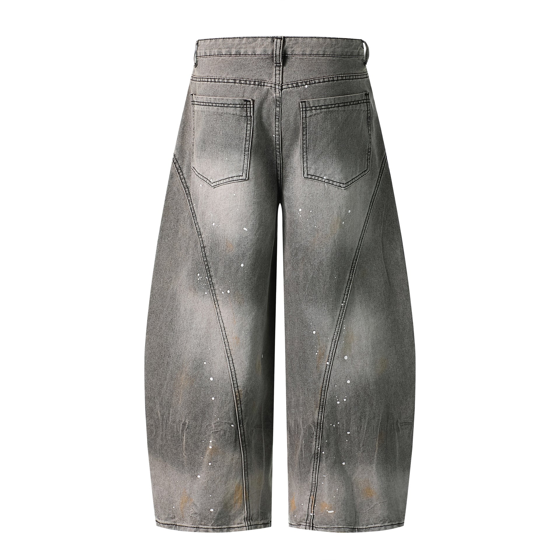 Gradient Splatter Denim Patchwork Wide Leg Pants With Heavy Wash And High Waist
