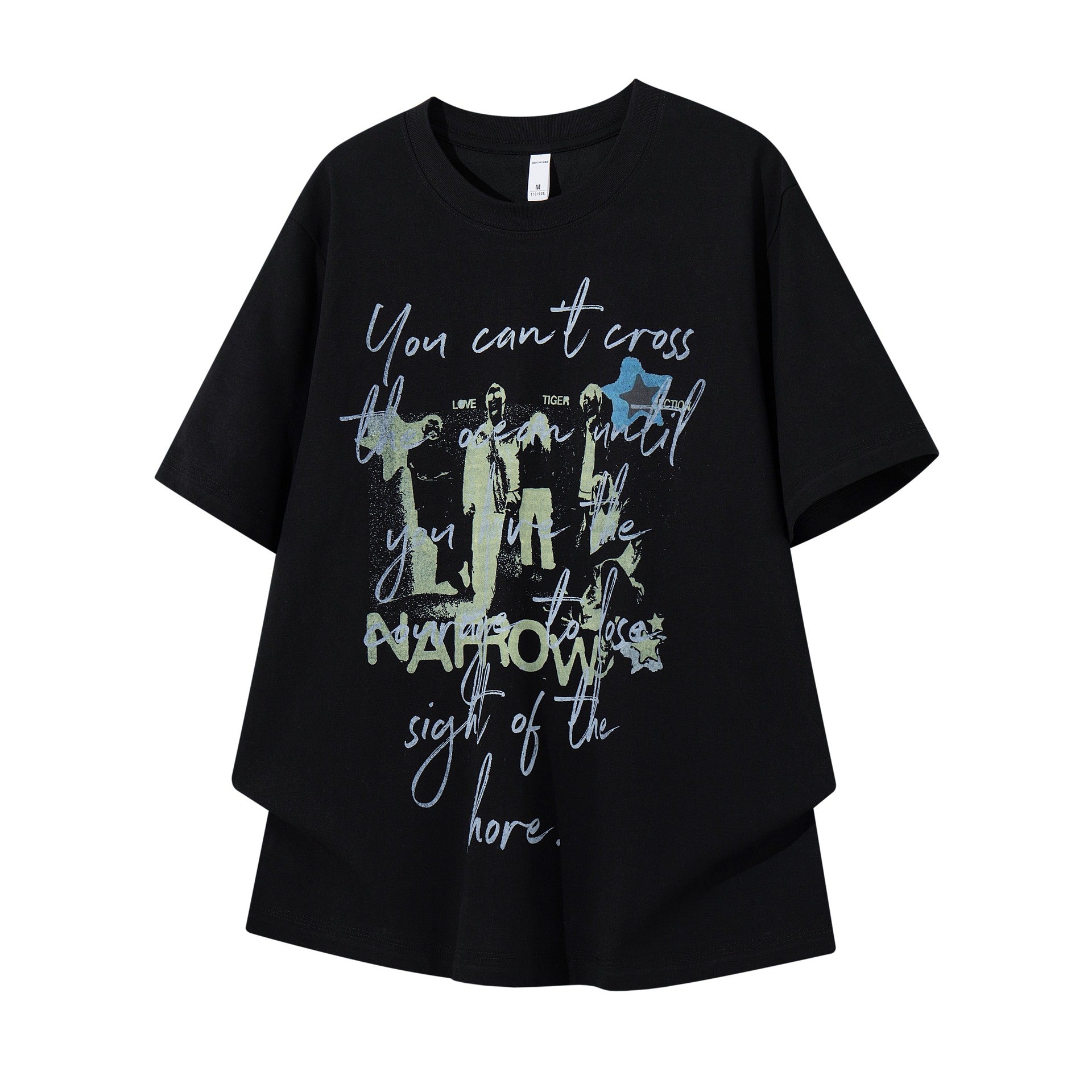 Mens Printed Floral Slogan Portrait T Shirt Short Sleeve Cotton Blend