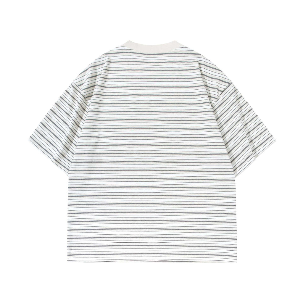 Color Blocking Pocket Striped Short Sleeve Shirt For Men Cotton Blend