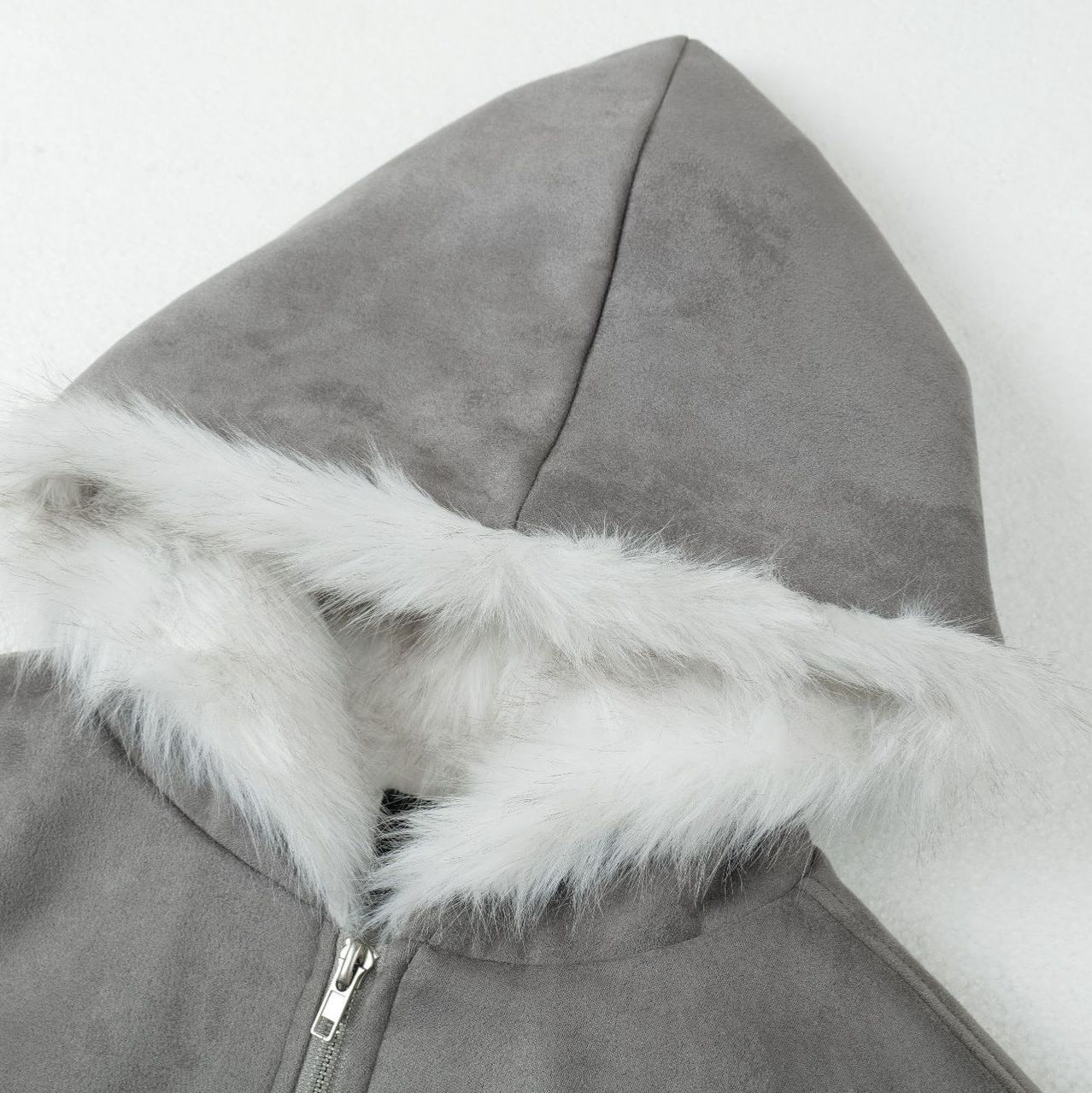 Grey Street Style Hooded Loose Fit Jacket For Youth Autumn Wear
