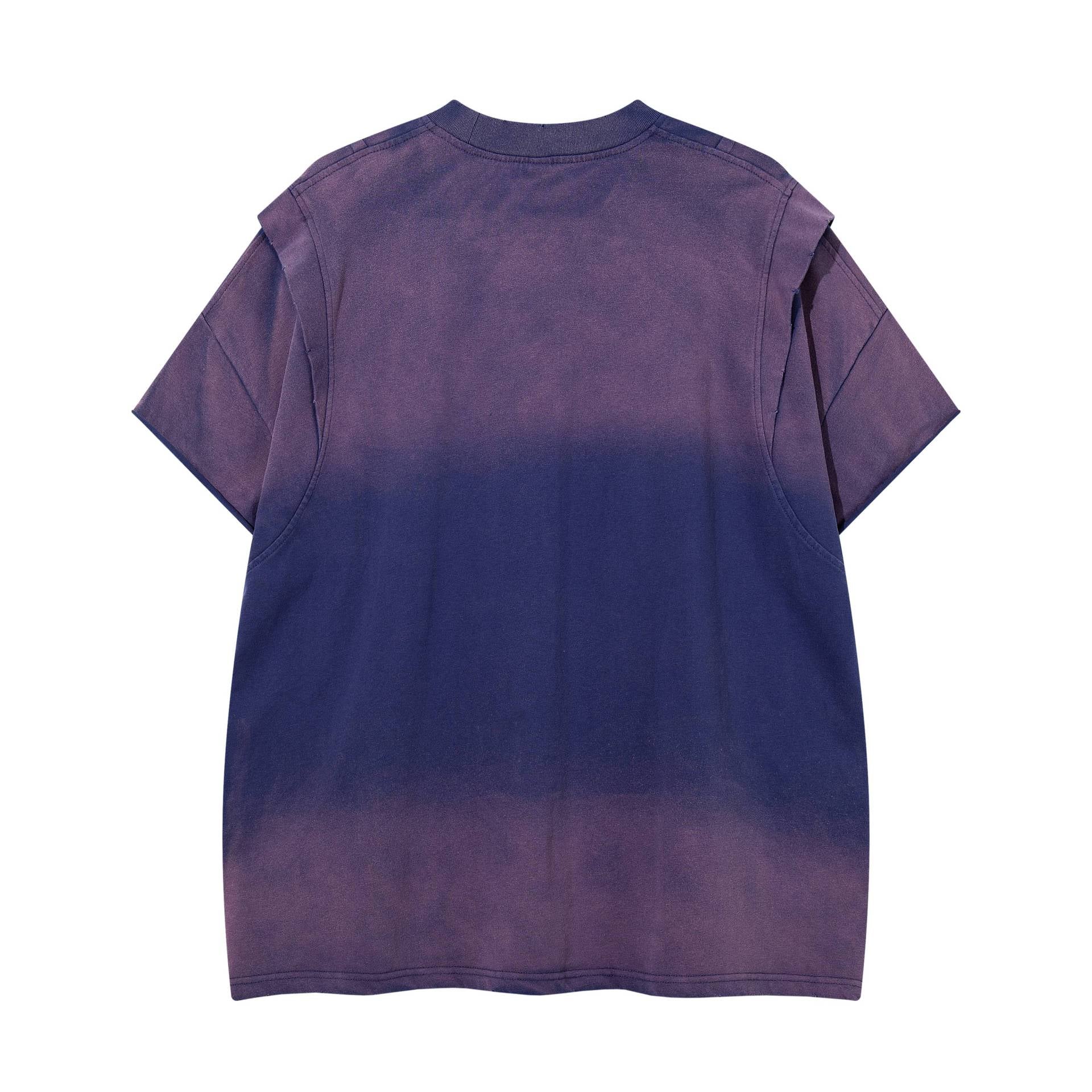 Gradient Deconstruction Splicing Short Sleeve Shirt For Men