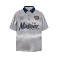 Blue Floral Print Short Sleeve Casual Shirt With Embroidered Stripe Cotton Blend