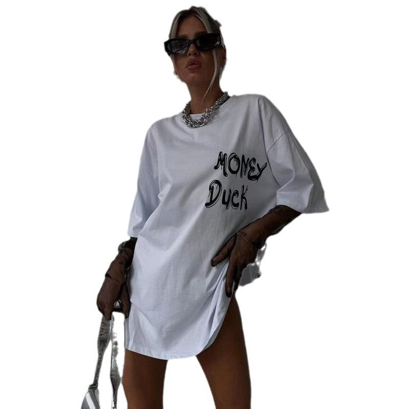 Solid Color Round Neck Loose Short Sleeve Unisex Cotton T Shirt