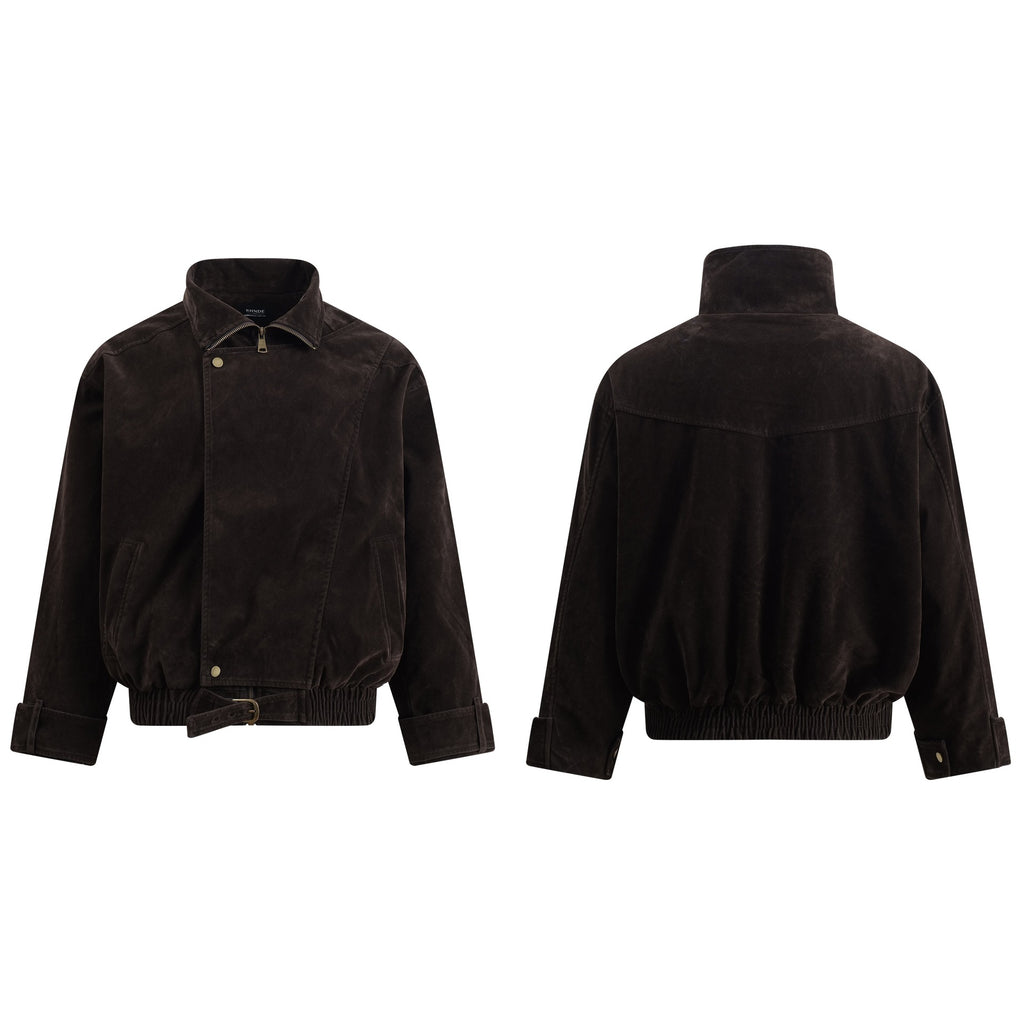 Eon Modish Street Style Loose Jacket Stand Collar Black