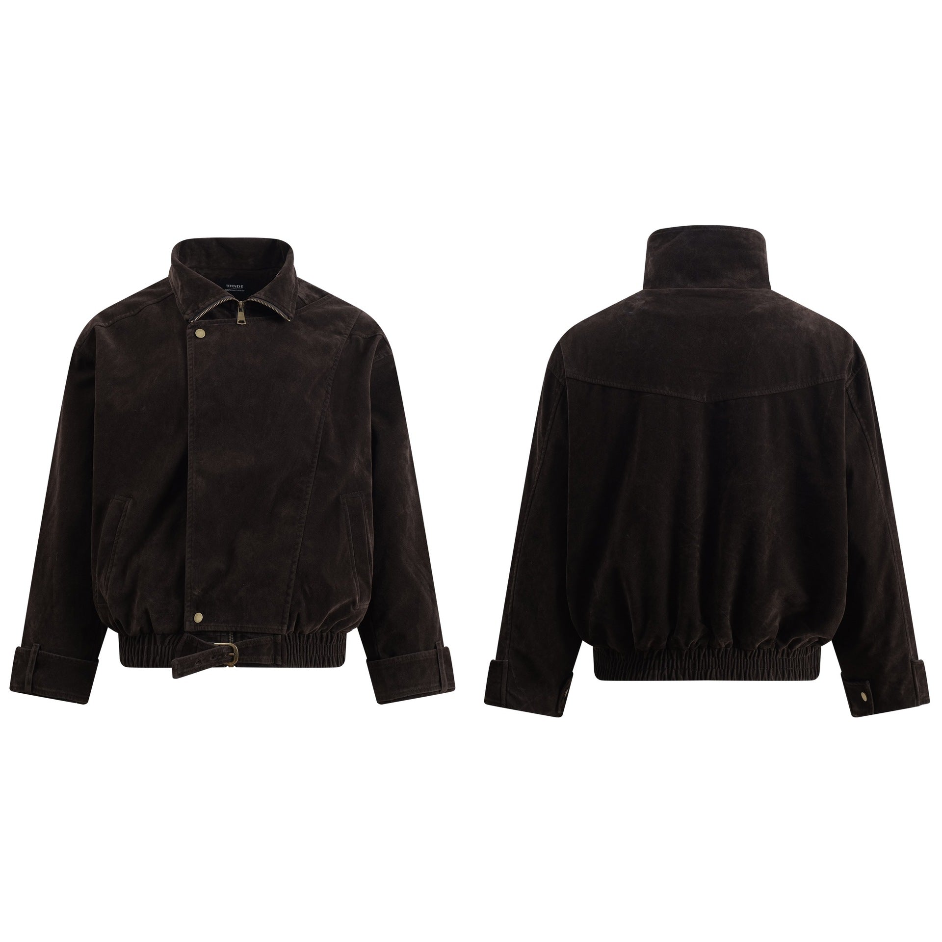 Eon Modish Street Style Loose Jacket Stand Collar Black