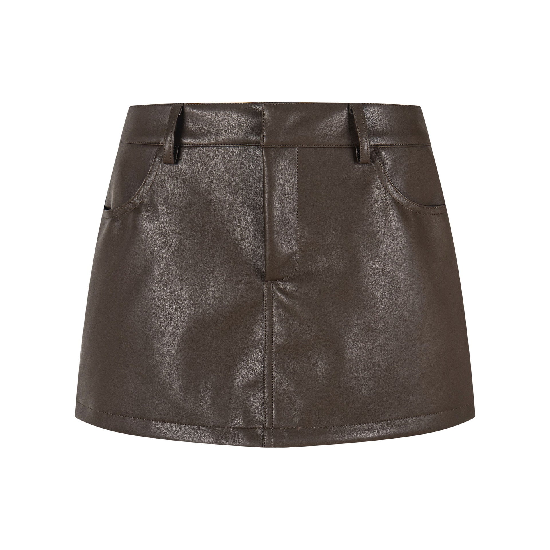 Faux Leather High Waist Mini Skirt Stripe Pattern Streetwear Retro Style