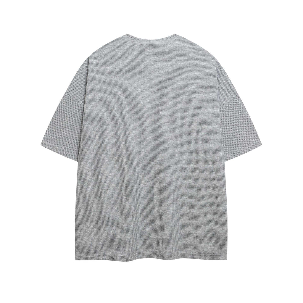 Gray Floral Print Short Sleeve T Shirt Loose Fit Cotton Blend