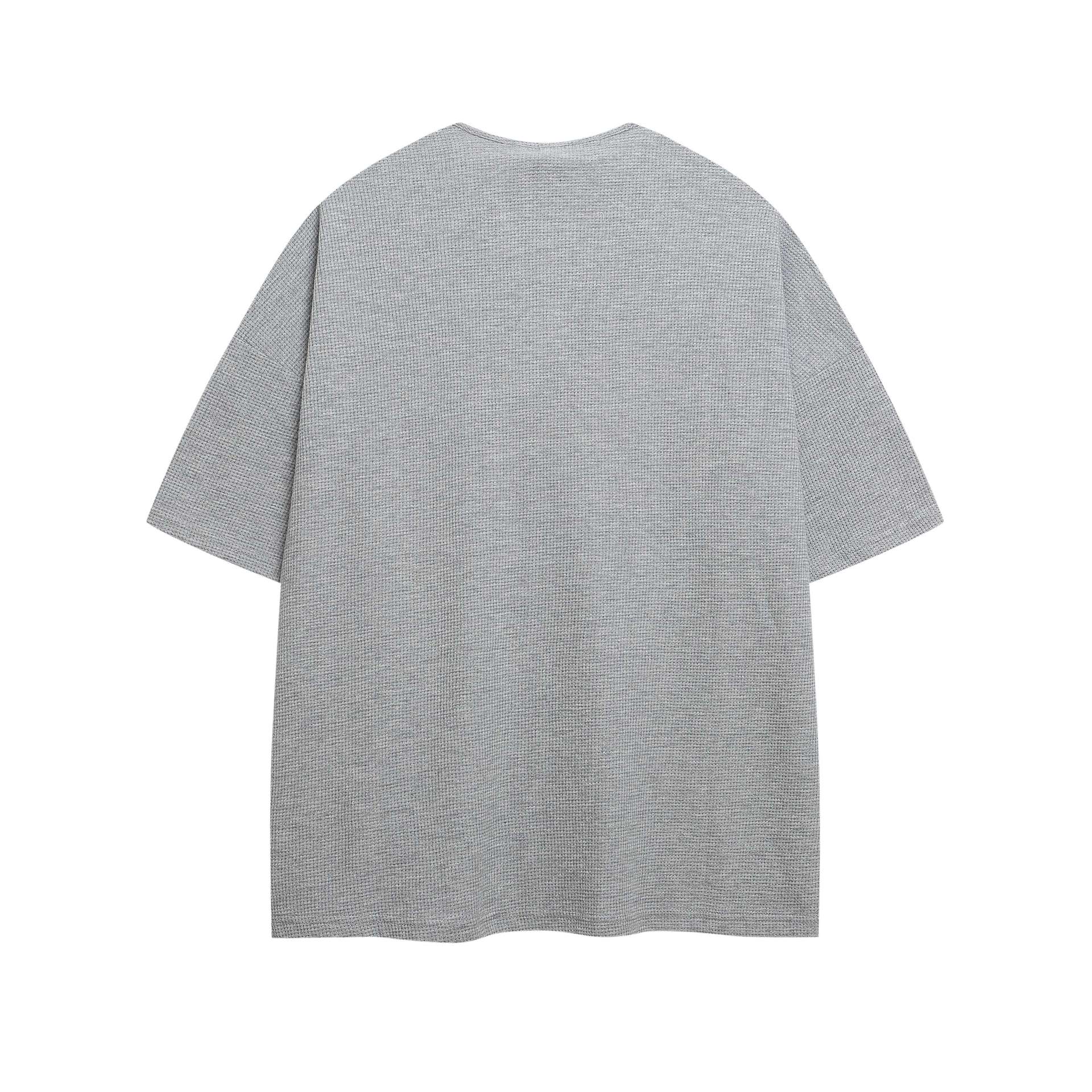 Gray Floral Print Short Sleeve T Shirt Loose Fit Cotton Blend